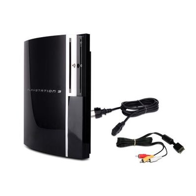 PS3 Konsole 40 GB Festplatte Modell Nr. Cechg04 in Schwarz + Stromkabel + 3-Cinch-...