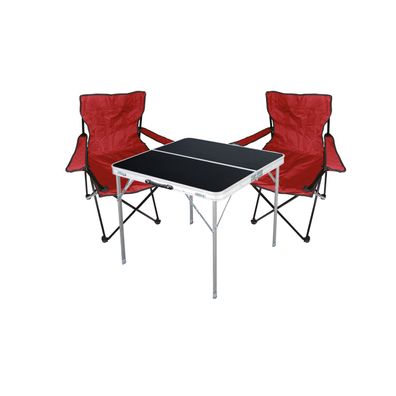 3-tlg. rot Campingmöbel Set Tisch mit Tragegriff + 2 Campingstuhl mit Tasche