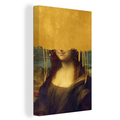 Leinwand Bilder - 90x140 cm - Mona Lisa - Da Vinci - Gold