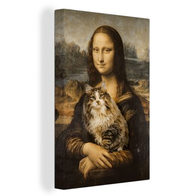 Leinwand Bilder - 80x120 cm - Mona Lisa - Katze - Da Vinci