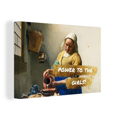 Leinwandbilder - 90x60 cm - Milchmädchen - Vermeer - Zitat