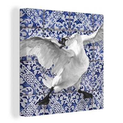 Leinwandbilder - 90x90 cm - Schwan - Delfter Blau - Kunst