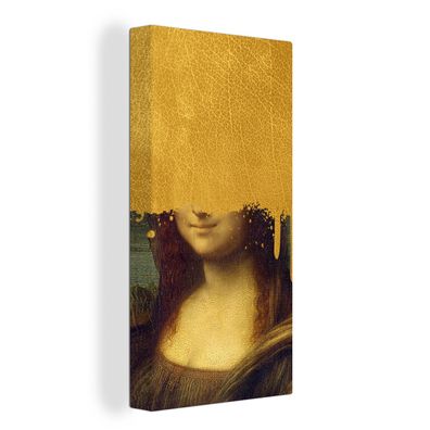Leinwandbilder - 20x40 cm - Mona Lisa - Da Vinci - Gold