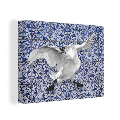 Leinwandbilder - 80x60 cm - Jan Asselijn - Schwan - Delfter Blau