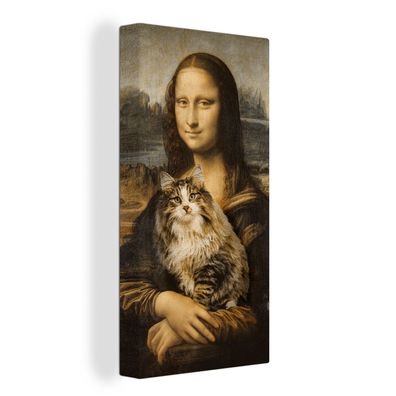 Leinwandbilder - 40x80 cm - Mona Lisa - Katze - Da Vinci