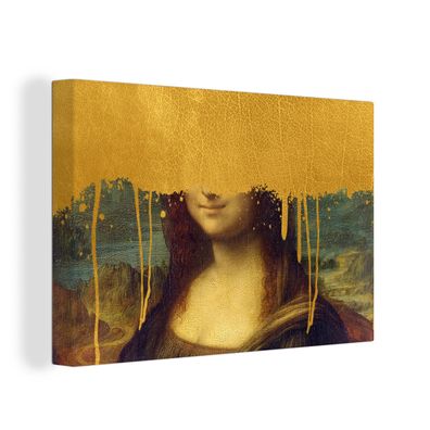 Leinwand Bilder - 140x90 cm - Mona Lisa - Gold - Da Vinci