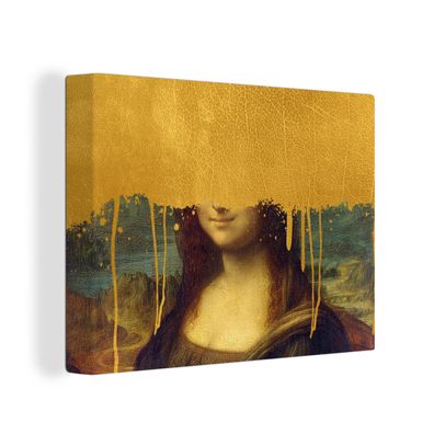 Leinwandbilder - 80x60 cm - Mona Lisa - Gold - Da Vinci