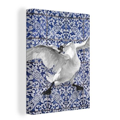 Leinwandbilder - 30x40 cm - Schwan - Delfter Blau - Alte Meister