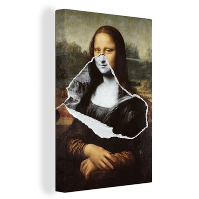 Leinwand Bilder - 90x140 cm - Mona Lisa - Schwarz und weiß - Da Vinci