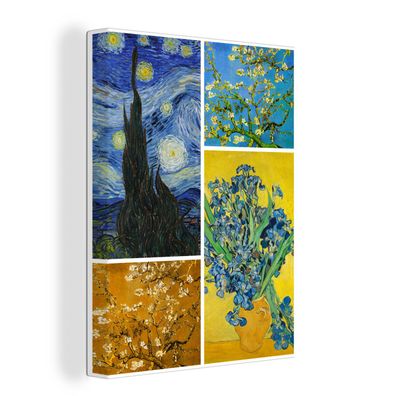 Leinwand Bilder - 90x120 cm - Collage - Van Gogh - Sternennacht