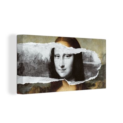 Leinwandbilder - 80x40 cm - Mona Lisa - Da Vinci - Schwarz - Weiß