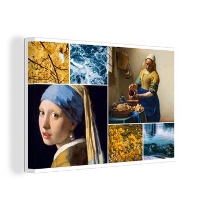 Leinwandbilder - 90x60 cm - Vermeer - Collage - Milchmädchen