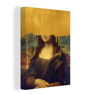 Leinwand Bilder - 90x120 cm - Mona Lisa - Gold - Da Vinci