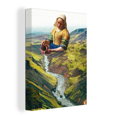 Leinwandbilder - 60x80 cm - Milchmädchen - Vermeer - Berge