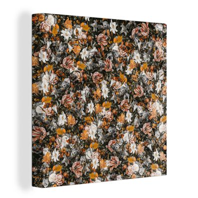 Leinwandbilder - 50x50 cm - Blumen - Collage - Kunst
