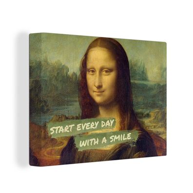Leinwandbilder - 80x60 cm - Mona Lisa - Da Vinci - Zitat