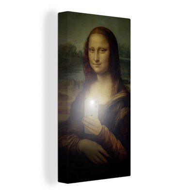 Leinwand Bilder - 80x160 cm - Mona Lisa - Da Vinci - Telefon