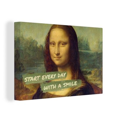 Leinwandbilder - 90x60 cm - Mona Lisa - Da Vinci - Zitat