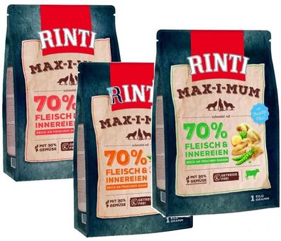 RINTI ¦ MAX-I-MUM - Pansen, Rind & Huhn - 3 x 1 kg ¦ Trockenfutter für Hunde - ...