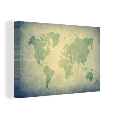 Leinwand Bilder - 140x90 cm - Weltkarte - Globus - Grün