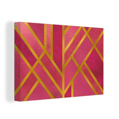 Leinwand Bilder - 120x80 cm - Gold - Design - Rosa