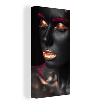 Leinwandbilder - 40x80 cm - Frau - Make-up - Rosa - Kupfer