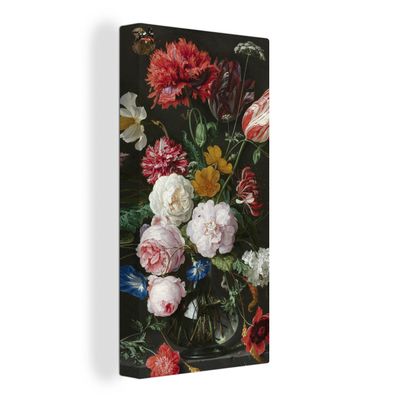 Leinwand Bilder - 80x160 cm - Stilleben mit Blumen in einer Glasvase - Gemälde von Ja