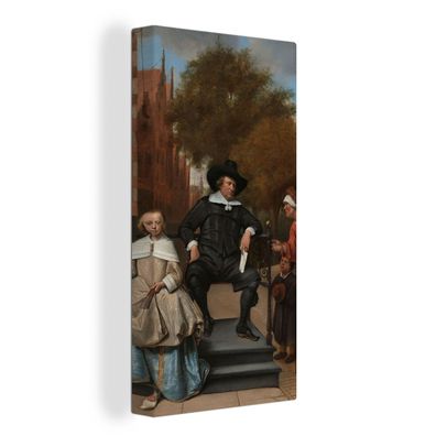 Leinwand Bilder - 80x160 cm - Der Bürgermeister von Delft und seine Tochter - Gemälde