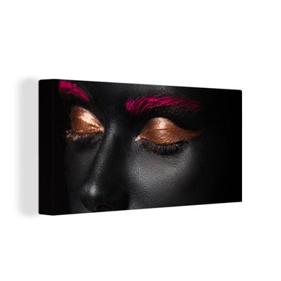 Leinwandbilder - 80x40 cm - Frau - Make-up - Rosa - Kupfer