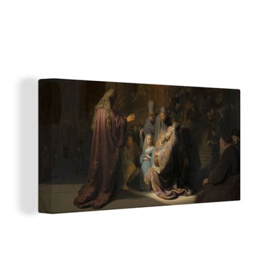 Leinwand Bilder - 160x80 cm - Das Lied des Simeon - Gemälde von Rembrandt van Rijn