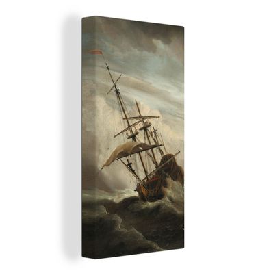 Leinwandbilder - 40x80 cm - Ein Schiff auf offener See während eines Sturms - Gemälde
