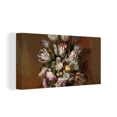 Leinwandbilder - 40x20 cm - Stilleben mit Blumen - Gemälde von Hans Bollongier