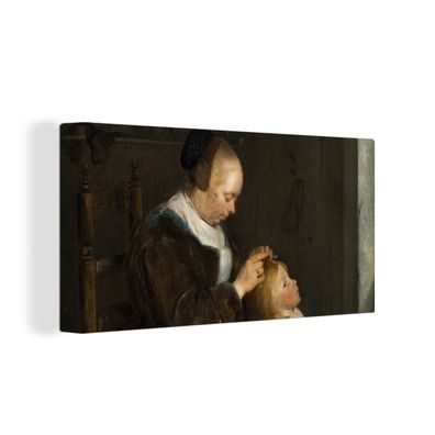 Leinwandbilder - 80x40 cm - Die Läusejagd - Gemälde von Gerard ter Borch