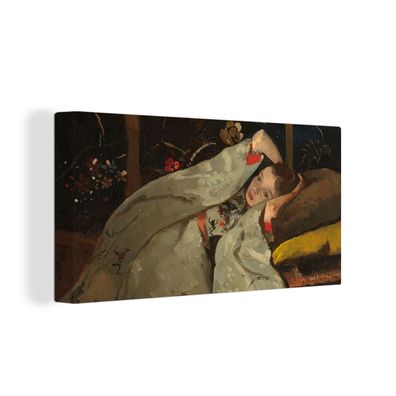 Leinwandbilder - 80x40 cm - Mädchen im weißen Kimono - Gemälde von George Hendrik Bre
