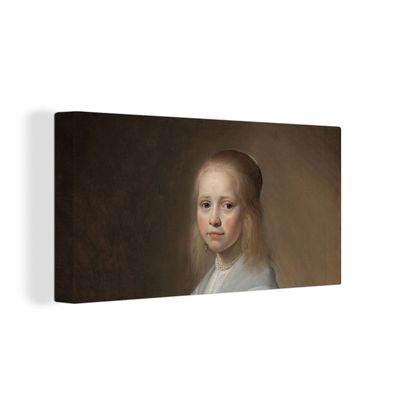 Leinwand Bilder - 160x80 cm - Porträt eines Mädchens in Blau - Gemälde von Johannes C
