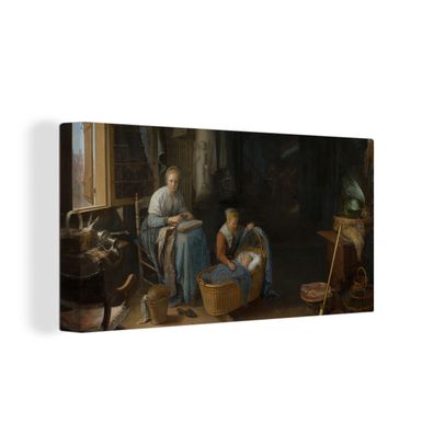 Leinwandbilder - 80x40 cm - Die junge Mutter - Gemälde von Gerrit Dou
