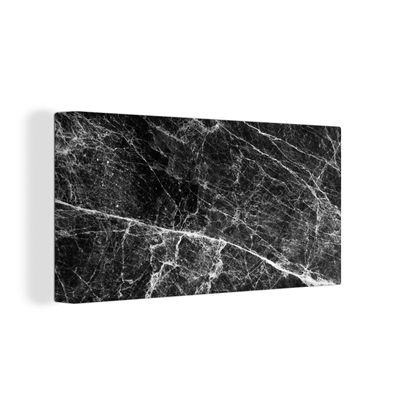 Leinwandbilder - 80x40 cm - Marmor - Stein - Schwarz