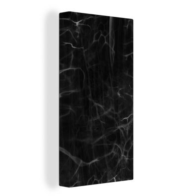 Leinwandbilder - 40x80 cm - Marmor - Muster - Schwarz