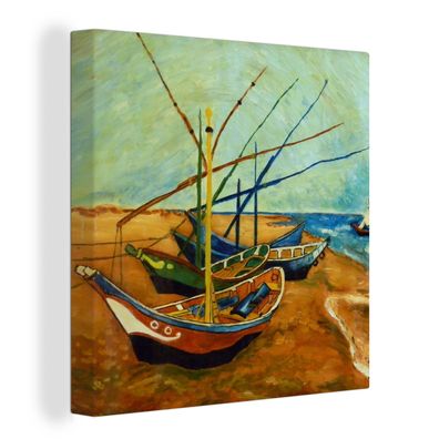 Leinwandbilder - 50x50 cm - Fischerboote am Strand - Vincent van Gogh