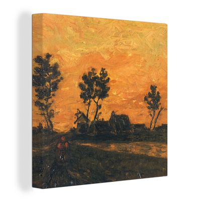 Leinwandbilder - 20x20 cm - Landschaft bei Sonnenuntergang - Vincent van Gogh