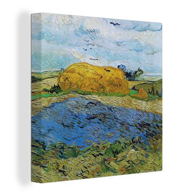 Leinwandbilder - 90x90 cm - Heuballen unter einem regnerischen Himmel - Vincent van G