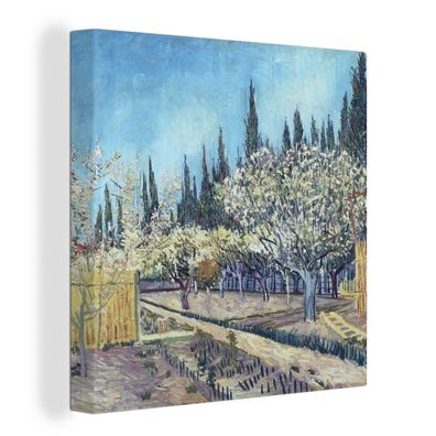 Leinwandbilder - 20x20 cm - Obstgarten vor Zypressen - Vincent van Gogh