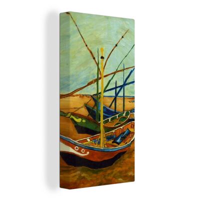 Leinwand Bilder - 80x160 cm - Fischerboote am Strand - Vincent van Gogh