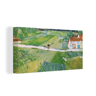 Leinwandbilder - 40x20 cm - Landschaft mit Kutsche und Zug - Vincent van Gogh
