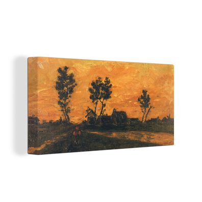 Leinwandbilder - 80x40 cm - Landschaft bei Sonnenuntergang - Vincent van Gogh