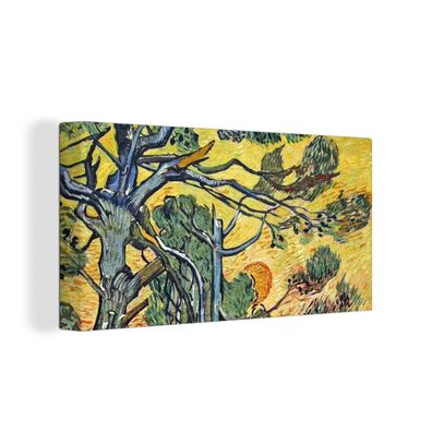 Leinwandbilder - 80x40 cm - Tannenbäume bei Sonnenuntergang - Vincent van Gogh