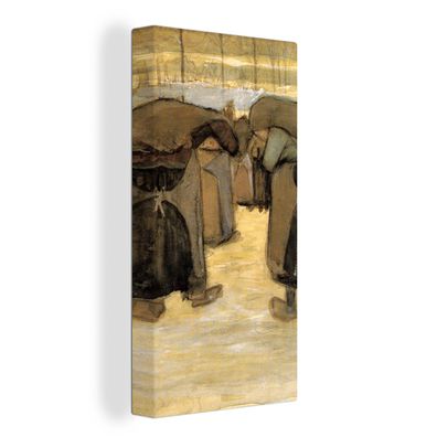 Leinwandbilder - 40x80 cm - Bergmannsfrauen tragen Säcke mit Kohle im Schnee - Vincen