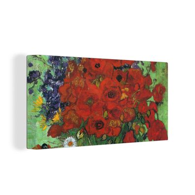 Leinwandbilder - 80x40 cm - Vase mit roten Mohnblumen und Gänseblümchen - Vincent van