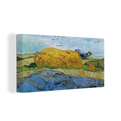Leinwandbilder - 80x40 cm - Heuballen unter einem regnerischen Himmel - Vincent van G