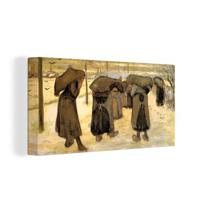 Leinwandbilder - 40x20 cm - Bergmannsfrauen tragen Säcke mit Kohle im Schnee - Vincen